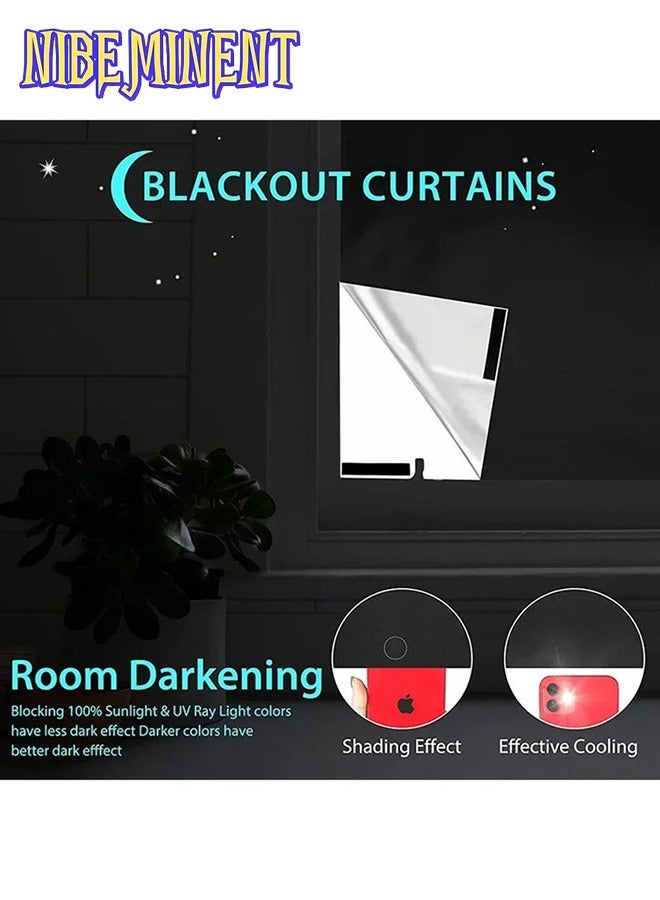 NIBEMINENT Portable Blackout Curtains With Self Adhesive Tape For Bedroom Living Room Bathroom And Attic Blackout Curtains 145*130cm  - Image 3