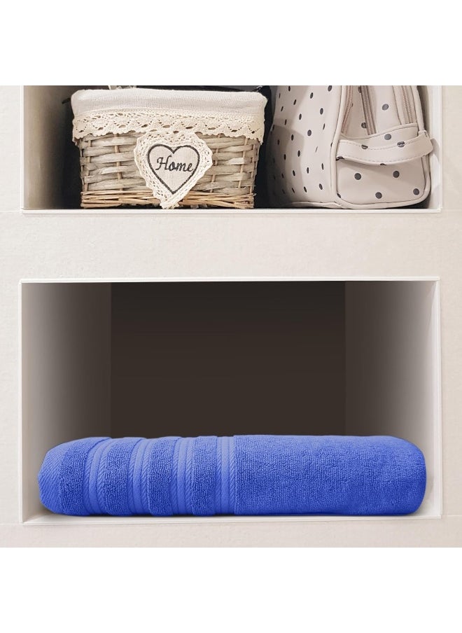 Hotel Linen Klub Hotel Linen Klub Bath Towel - 100% Cotton 600 GSM Terry, Super Soft Quick Dry Highly Absorbent Dobby Border Ring Spun, Size: 70 x 140cm, Navy Blue  - Image 3