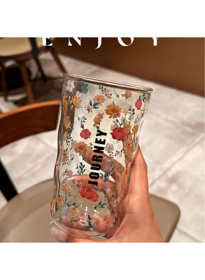 Ins Simple Rose Purple Glass Measuring Cup Short Cup Reverse Mouth Cup Large Mouth Cup Drinking Cup Beverage Cup-Color:Rose Purple Minced Measuring Cup/2 Colors Mixed/24 Pcs/box-Capacity:301-400ml - Image 2