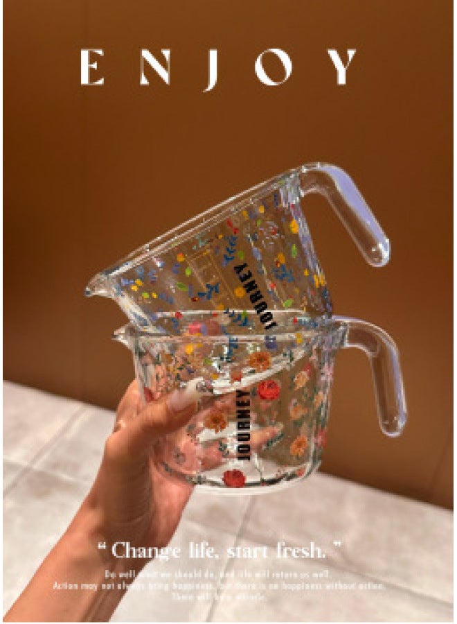 Ins Simple Rose Purple Glass Measuring Cup Short Cup Reverse Mouth Cup Large Mouth Cup Drinking Cup Beverage Cup-Color:Rose Purple Minced Measuring Cup/2 Colors Mixed/24 Pcs/box-Capacity:301-400ml - Image 1