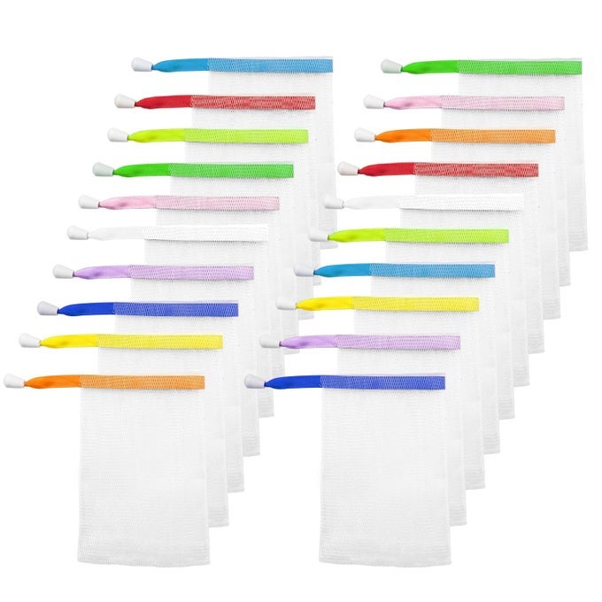 20 PCS SOAP MESH BAGMESH SOAP BAGS FOR SOAP BARSSOAP EXFOLIATING BAG SOAP SAVER BAG FOR FOAMING AND DRYINGHANGABLE RANDOM COLORS