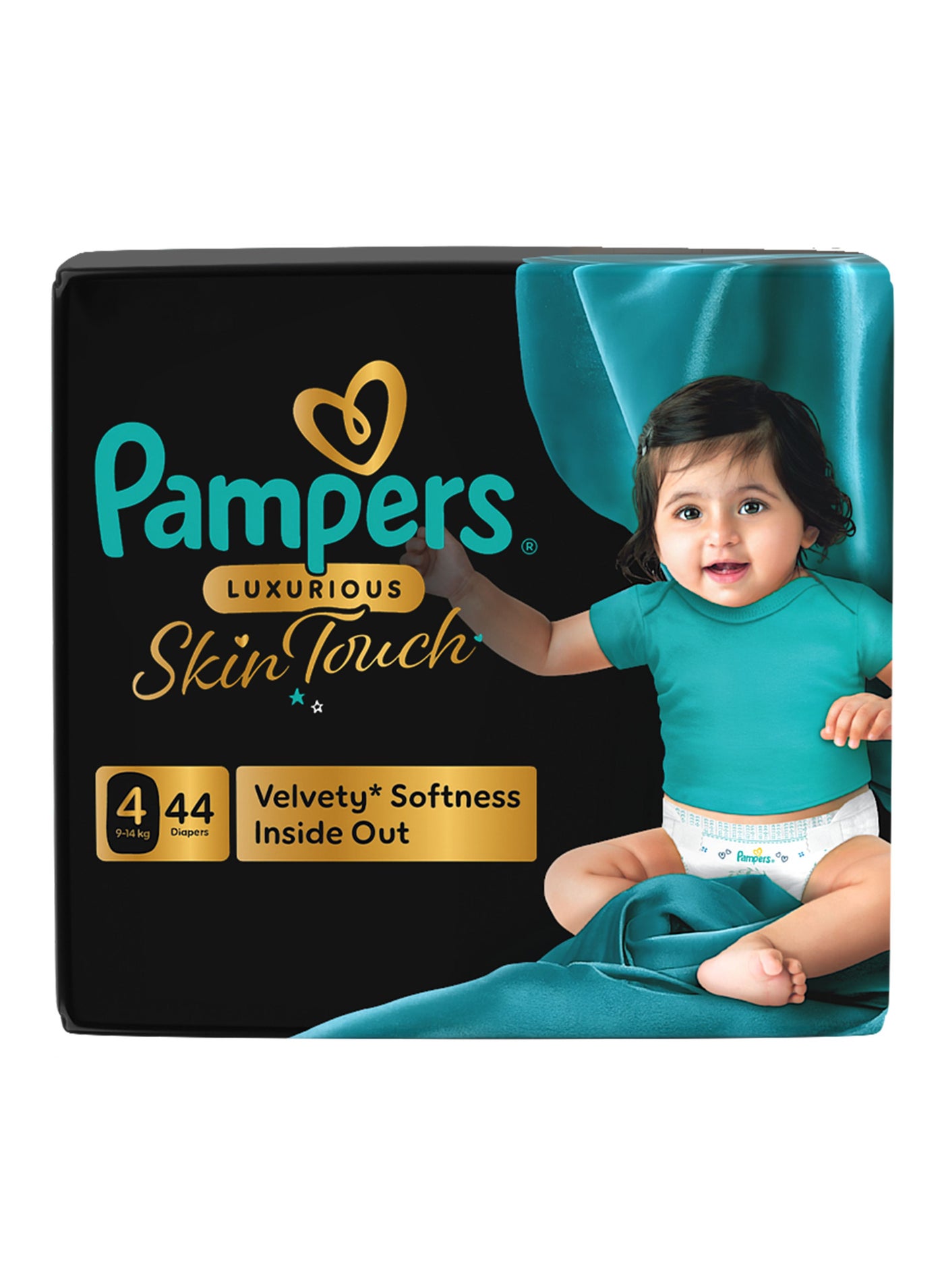 Pampers Luxurious Skin Touch with Luxurious Velvety Softness Inside Out  Size 4  9-14kg Premium Diapers For Toddlers