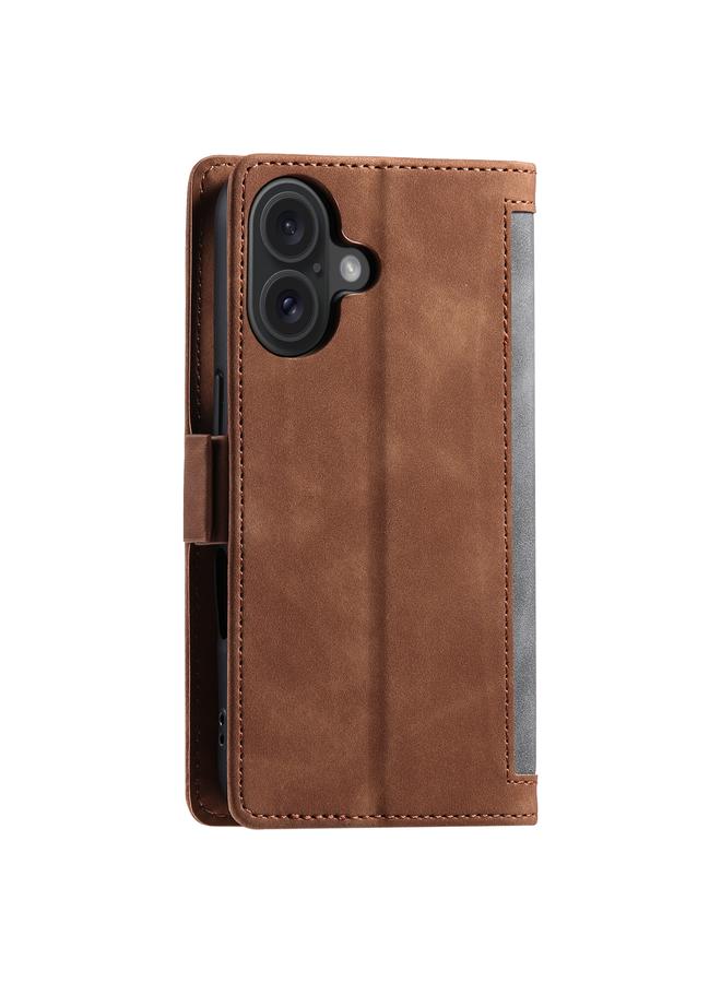 S-TOP Case For iPhone 16 Plus Retro Splicing Horizontal Flip Leather Phone Case - Image 3