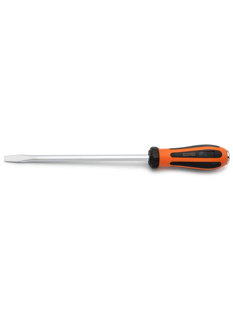 jetechtool جيتك كاب ضارب مفك براغي مشقوق، فولاذ Cr-V برأس مسطح مع طرف مغناطيسي، مقبض TPR ناعم مريح، بسمك 8 مم وطول 250 مم - GTH8-250- - Image 1