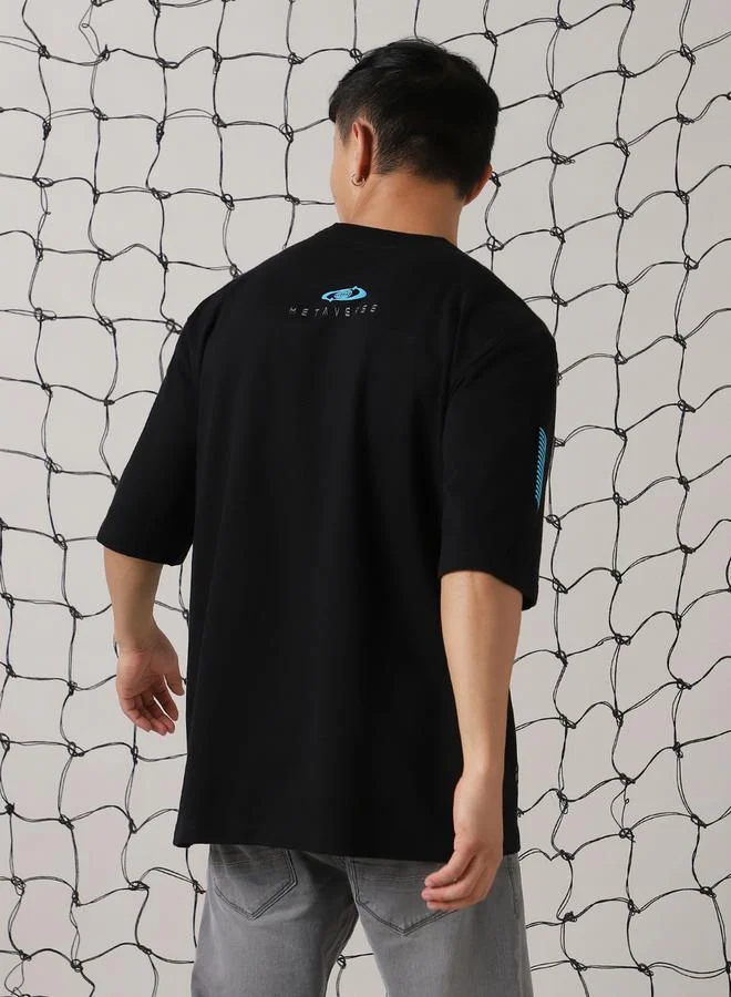 Hubberholme Round Neck Graphic Print Oversized T-Shirt by Styli