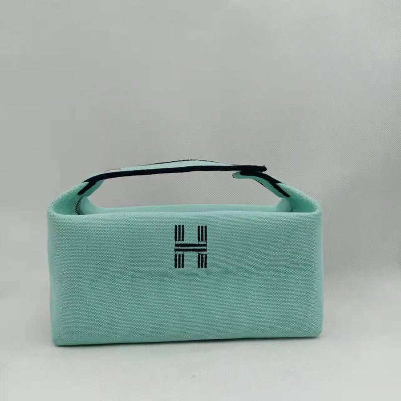 Simple Portable Cosmetic Bag Portable Canvas Bag European-style Waterproof and Dustproof Storage Bag Large Capacity Toiletry Bag Lunch Box Bag Light green