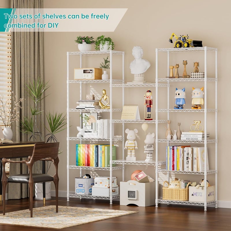 SINGAYE 8 Tier Shelf Organizer Storage Metal Shelves Garage Wire Shelving Unit Pantry Rack Adjustable Standing Storage for Kitchen Closet Laundry Bathroom Pantry 12" D x 22" W x 74" H White - Image 5