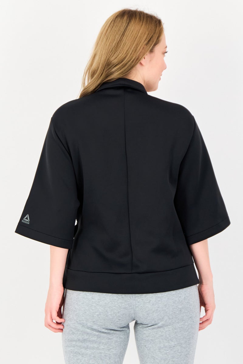 Reebok Women Sportswear Fit Brand Logo Athletic Jacket, Black - Image 3