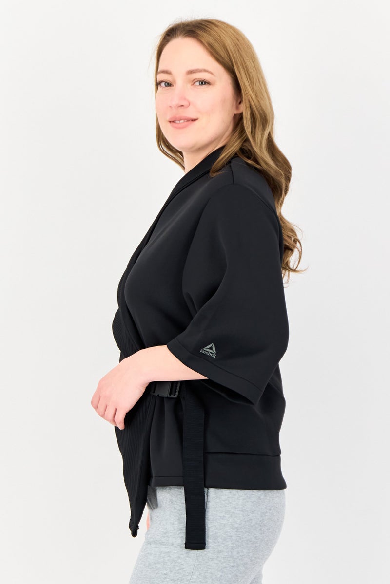 Reebok Women Sportswear Fit Brand Logo Athletic Jacket, Black - Image 2