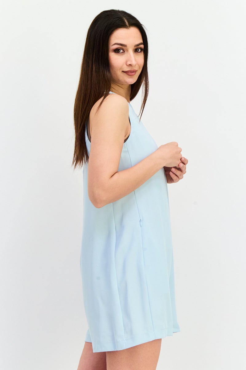 Lyle & Scott Women Brand Logo Sleeveless Playsuit, Turquoise  - Image 2