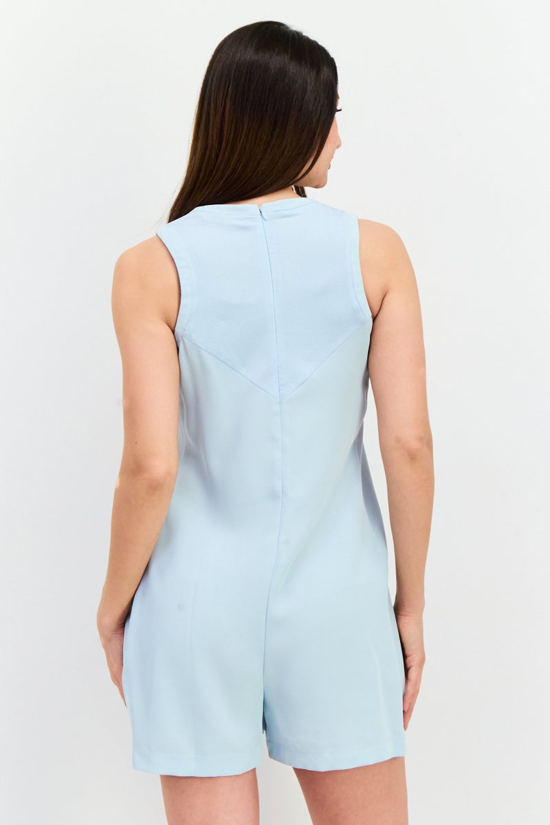Lyle & Scott Women Brand Logo Sleeveless Playsuit, Turquoise  - Image 3