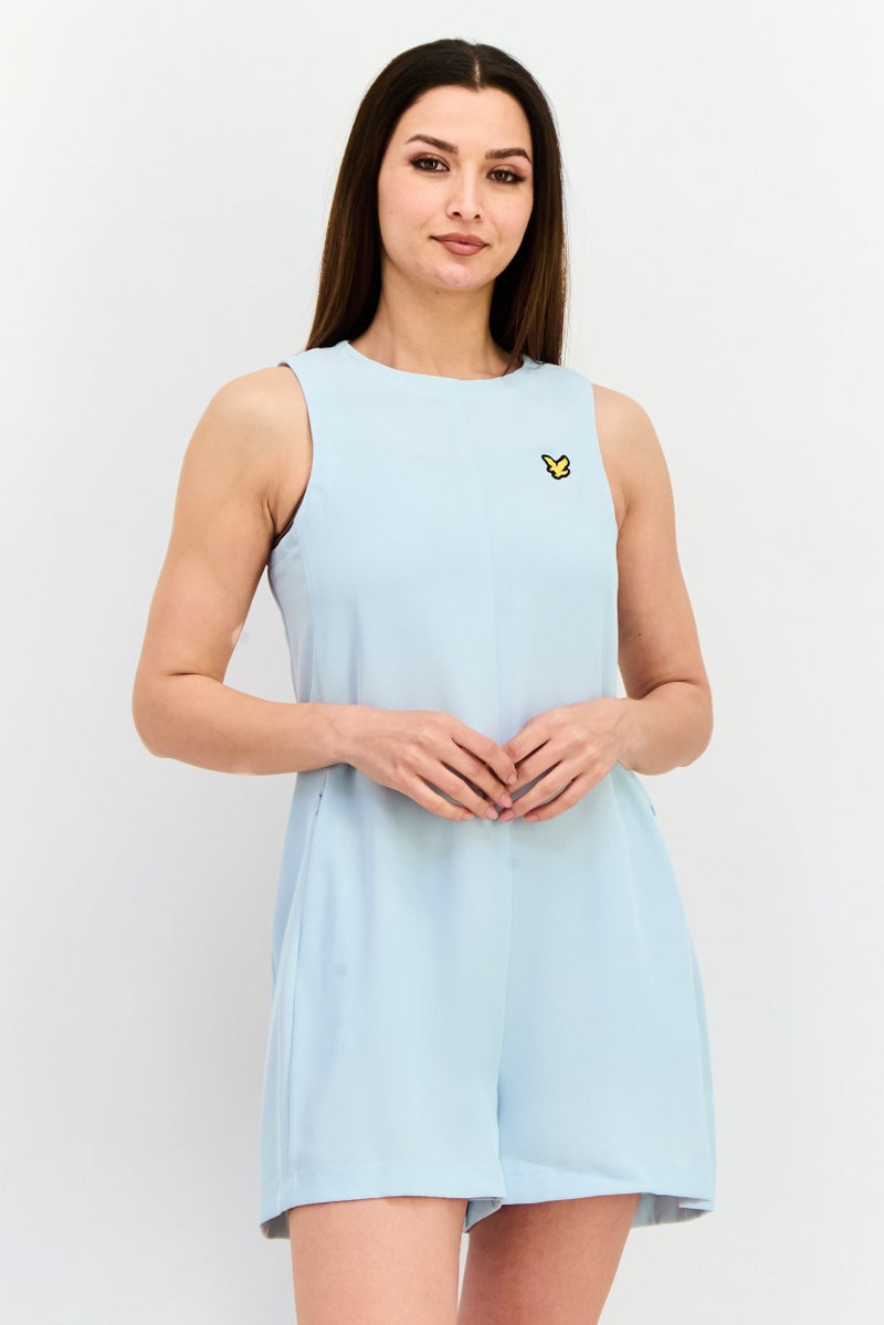 Lyle & Scott Women Brand Logo Sleeveless Playsuit, Turquoise  - Image 1
