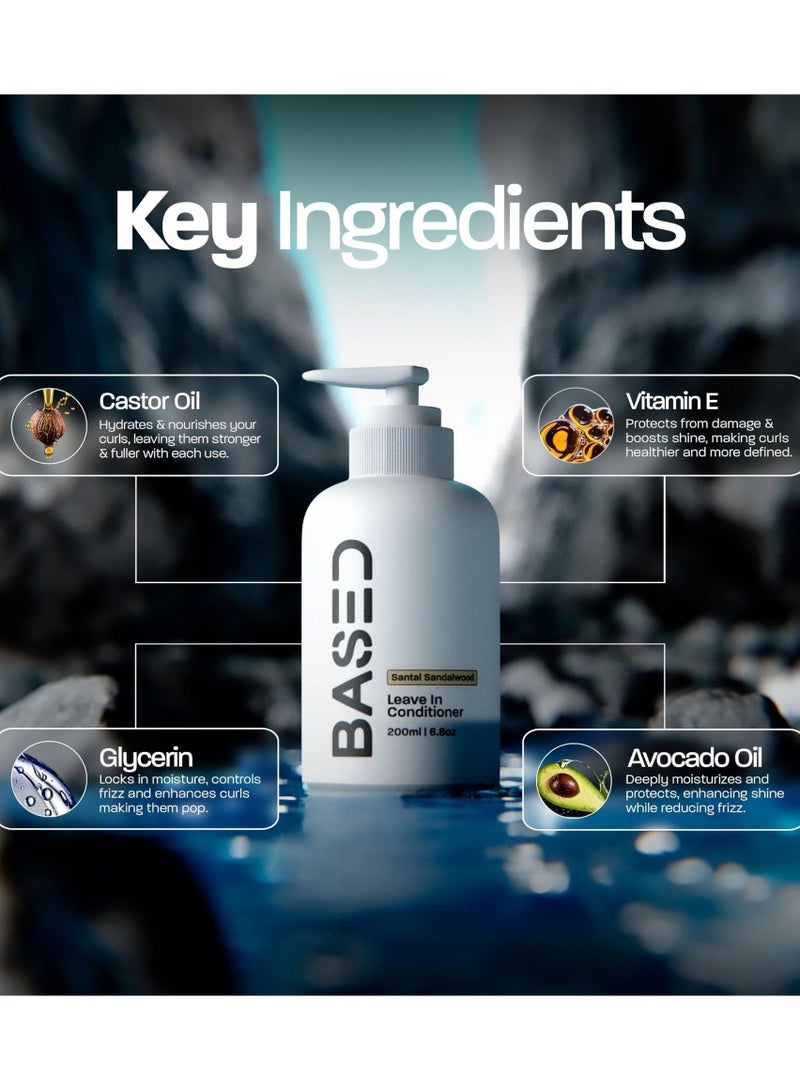 Based بلسم للشعر بدون شطف، تحكم فوري في التجاعيد، يرطب ويغذي الشعر، بلسم فاخر بدون شطف للرجال، شعر صحي خالي من التجاعيد في دقائق 200 مل (أبيض)  - Image 3