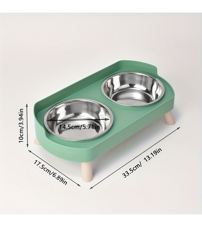 2 In 1 White Compatible Cat Feeder And Water Dispenser Dual Bowl Feeding System For Multi Cat Households Easy Clean Stainless Steel Plastic Pet Food Water Dispenser With Cute Kitten Design - Image 2