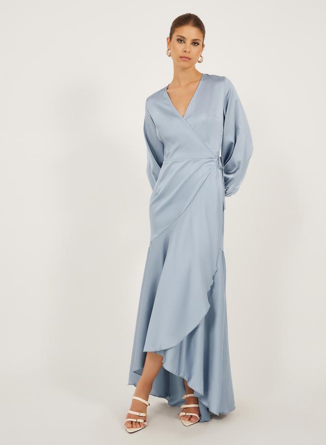 Styli Satin Wrap Dress - Image 1