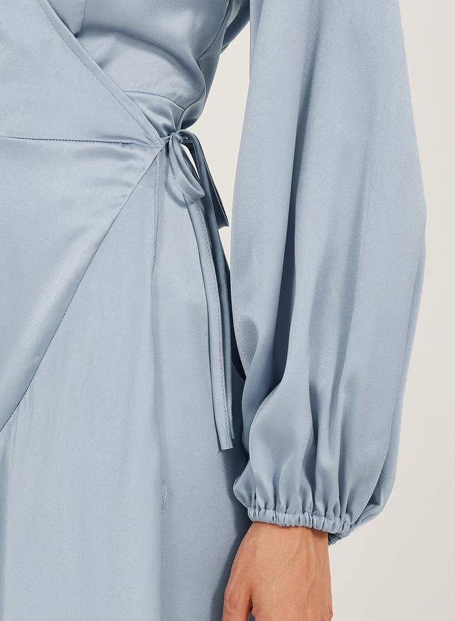 Styli Satin Wrap Dress - Image 4