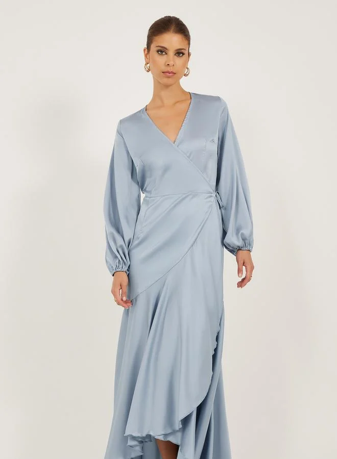 Styli Satin Wrap Dress