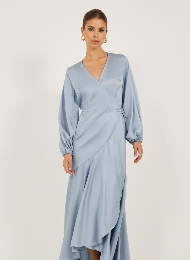 Styli Satin Wrap Dress - Image 3