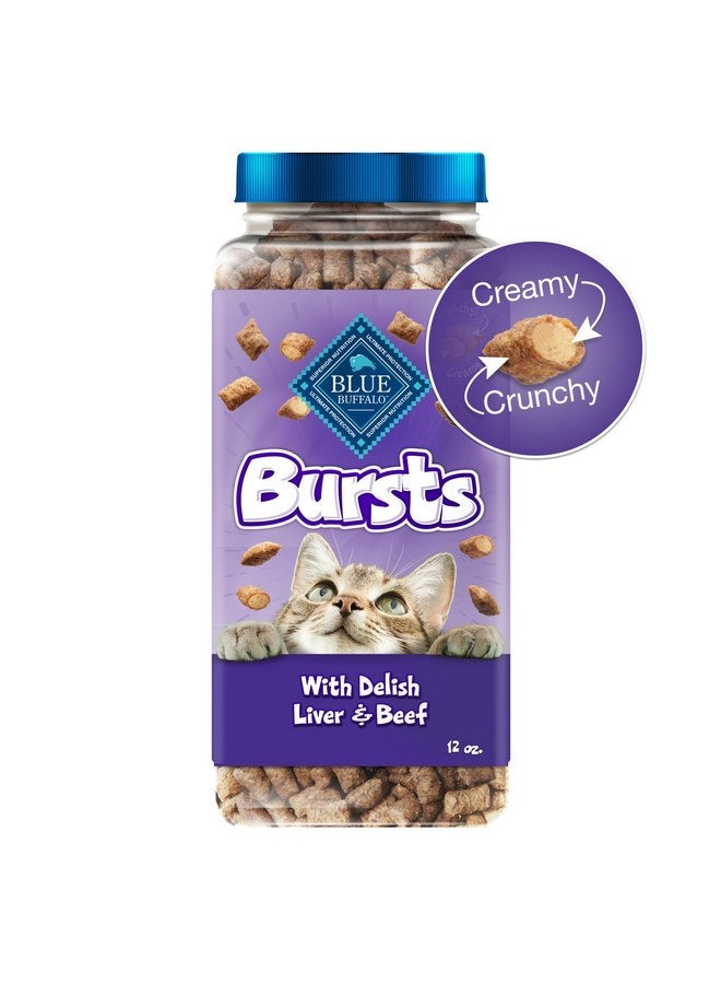 بلو بافلو مكافآت القطط المقرمشة والكريمية من Blue Buffalo Bursts، رائعة للتدريب، كبد ولحم بقري شهي، عبوة 12 أونصة - Image 1