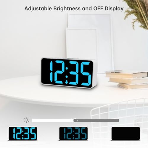 DreamSky Small Digital Alarm Clock for Bedroom, Large Big Numbers Display with Brightness Dimmer, Electric Bedside Desk Clock with USB Charging Port, Adjustable Alarm Volume, USB-C Adapter Powered - Image 3