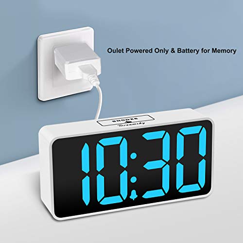 DreamSky Small Digital Alarm Clock for Bedroom, Large Big Numbers Display with Brightness Dimmer, Electric Bedside Desk Clock with USB Charging Port, Adjustable Alarm Volume, USB-C Adapter Powered - Image 2