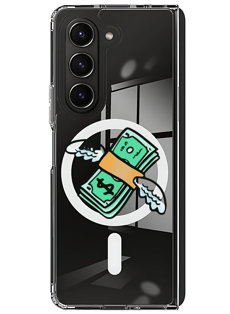 Theodor Magnetic Case for Samsung Galaxy Z Fold 6 Compatible with MagSafe Wireless Charging, Shockproof Phone Bumper Cover Flying Money - Image 1