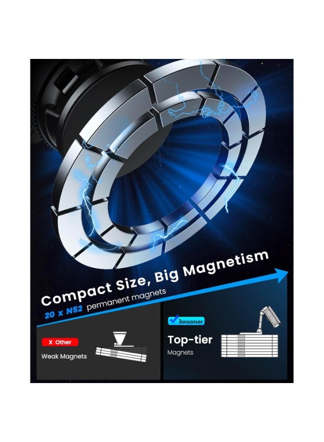 K007 Magnetic Suction Cup Phone Mount for Magsafe, 360° Adjustable Magnetic Car Phone Holder, Pocket Size Foldable Car Mount - Image 3