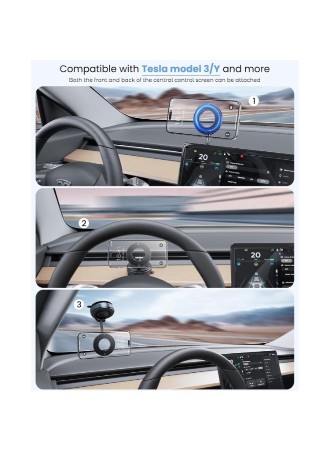 K007 Magnetic Suction Cup Phone Mount for Magsafe, 360° Adjustable Magnetic Car Phone Holder, Pocket Size Foldable Car Mount - Image 4
