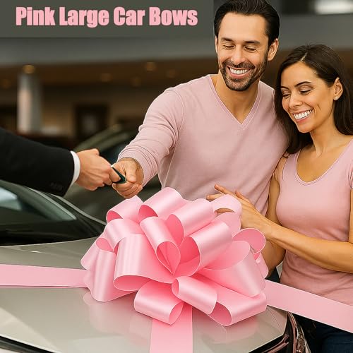 Hollima Big Car Bow Pink Color, 20 inch Round Shape Present Bow, Giant Birthday Huge Car Bows, Christmas Bows for Present Wrapping Decor - Image 4
