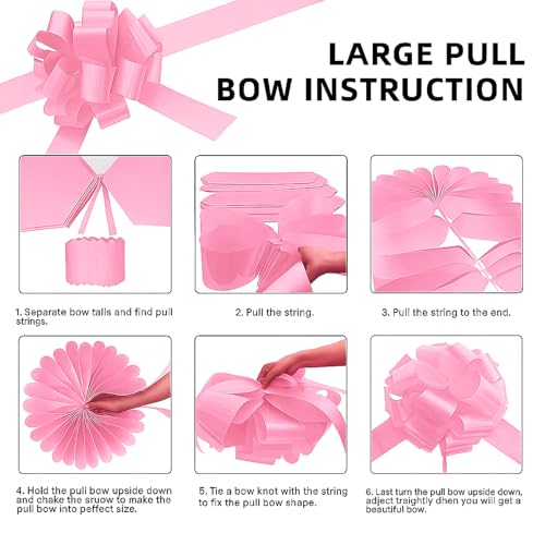 Hollima Big Car Bow Pink Color, 20 inch Round Shape Present Bow, Giant Birthday Huge Car Bows, Christmas Bows for Present Wrapping Decor - Image 2