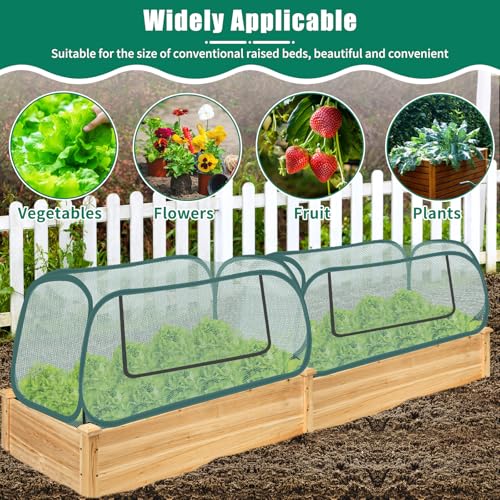 ANGAR 2Pack Garden Covers for Raised Beds, Pop Up Mesh Plant Covers for Outdoors, 30% Sunblock Plant Shade Tent, Crop Cage for Seedlings Vegetable Against Birds, Animals, with 8 Stakes (45"X22"X16") - Image 4