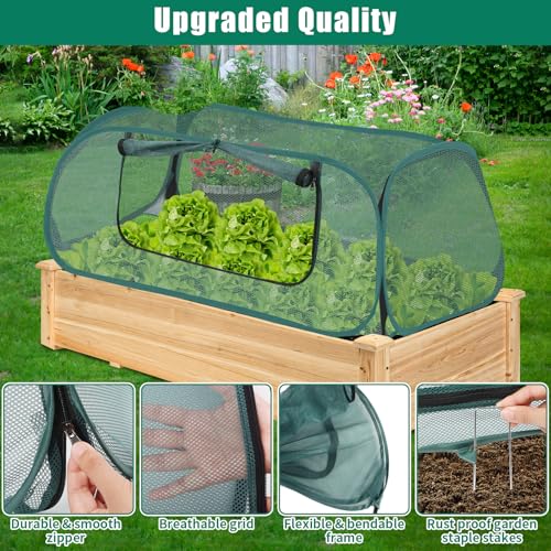 ANGAR 2Pack Garden Covers for Raised Beds, Pop Up Mesh Plant Covers for Outdoors, 30% Sunblock Plant Shade Tent, Crop Cage for Seedlings Vegetable Against Birds, Animals, with 8 Stakes (45"X22"X16") - Image 5
