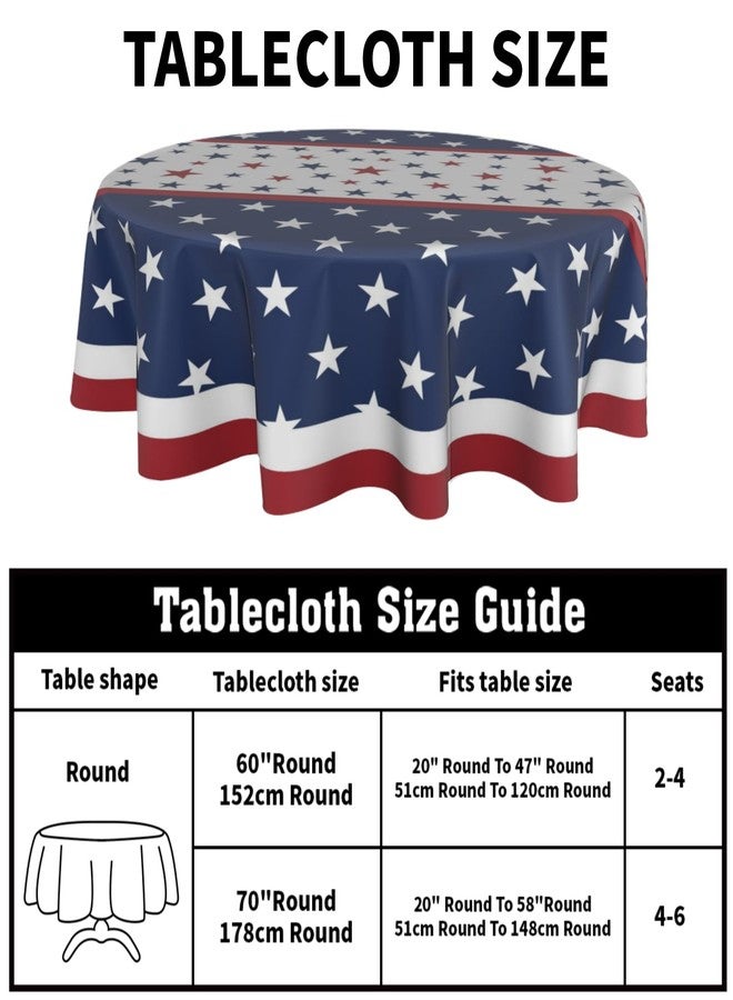 Aytipun 4th of July Patriotic Tablecloth Round 60 Inch American Memorial Day Red White Blue Star Stripe Independence Day Table Cloth Farmhouse Decor for Outdoor Indoor Party Kitchen Dinner Picnic - Image 2