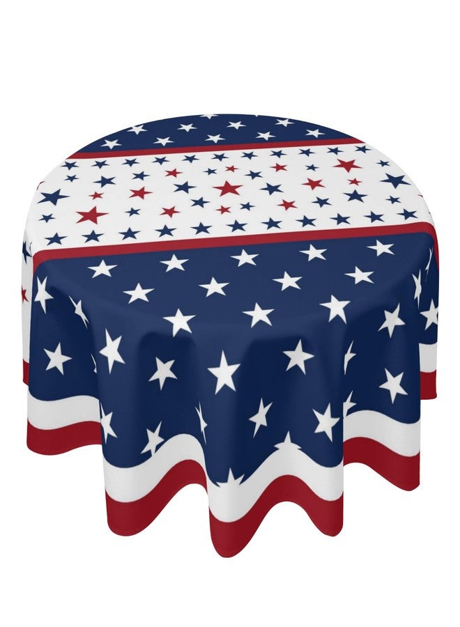 Aytipun 4th of July Patriotic Tablecloth Round 60 Inch American Memorial Day Red White Blue Star Stripe Independence Day Table Cloth Farmhouse Decor for Outdoor Indoor Party Kitchen Dinner Picnic - Image 1