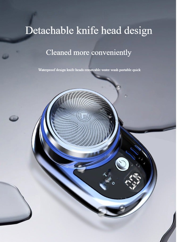 إسكدنيا ماكينة حلاقة كهربائية للرجال، ماكينة حلاقة صغيرة محمولة، ماكينة حلاقة شحن USB، ماكينة حلاقة رطبة وجافة قابلة لإعادة الشحن (أزرق) - Image 5