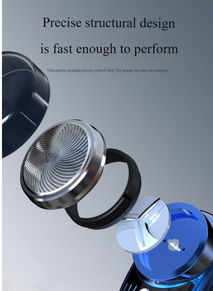إسكدنيا ماكينة حلاقة كهربائية للرجال، ماكينة حلاقة صغيرة محمولة، ماكينة حلاقة شحن USB، ماكينة حلاقة رطبة وجافة قابلة لإعادة الشحن (أزرق) - Image 4