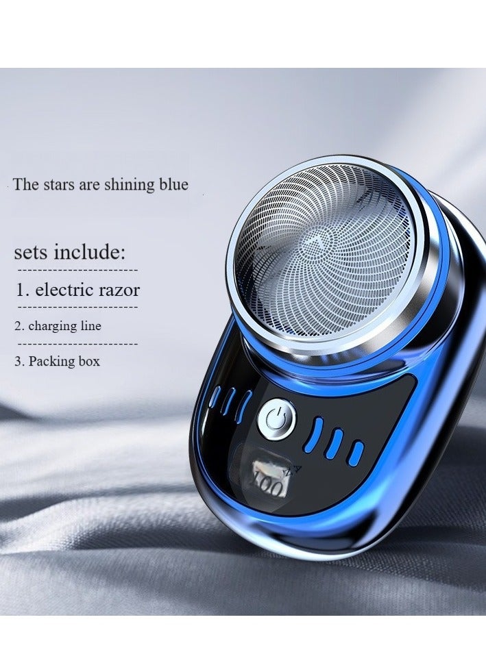 إسكدنيا ماكينة حلاقة كهربائية للرجال، ماكينة حلاقة صغيرة محمولة، ماكينة حلاقة شحن USB، ماكينة حلاقة رطبة وجافة قابلة لإعادة الشحن (أزرق) - Image 1