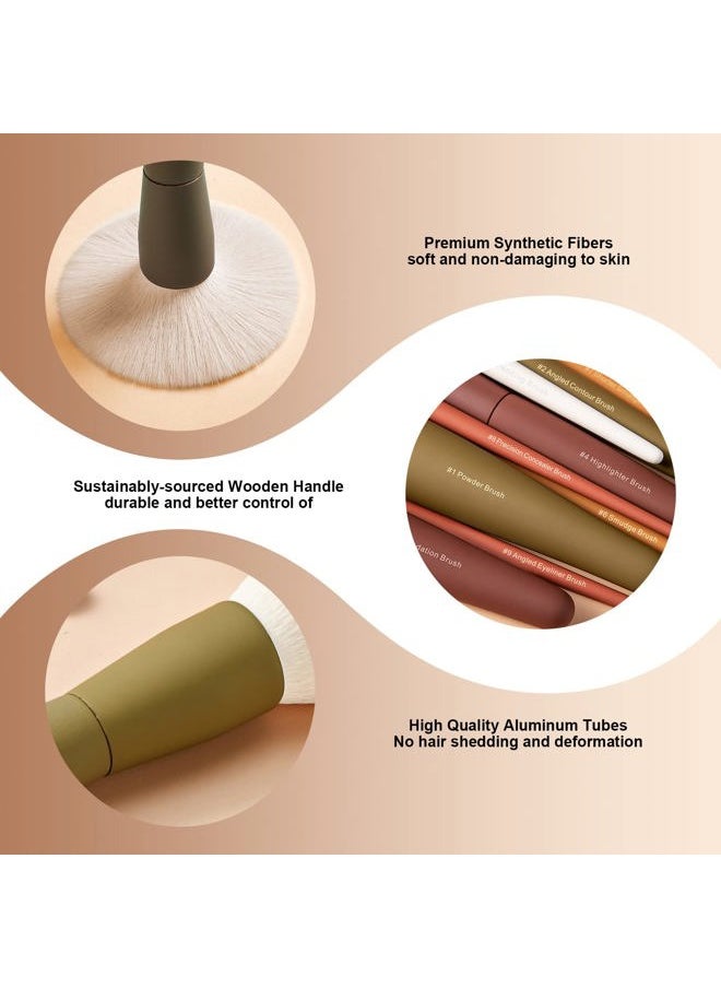 EIGSHOW - Makeup Brushes, EIGSHOW 5 Colors Essential Kabuki Makeup Brush Set with Ultra Soft Synthetic Fibers for Powder Blush Concealers Contouring Highlighting - Image 1