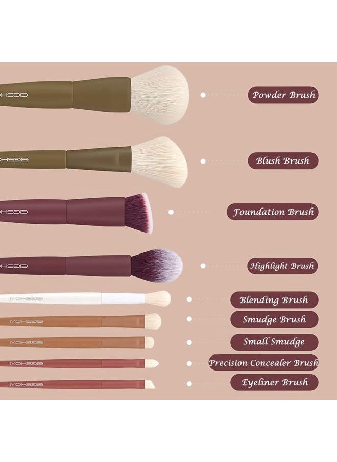 EIGSHOW - Makeup Brushes, EIGSHOW 5 Colors Essential Kabuki Makeup Brush Set with Ultra Soft Synthetic Fibers for Powder Blush Concealers Contouring Highlighting - Image 1