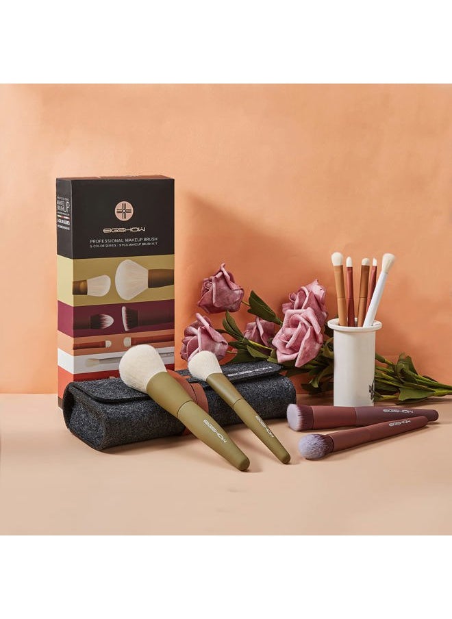 EIGSHOW - Makeup Brushes, EIGSHOW 5 Colors Essential Kabuki Makeup Brush Set with Ultra Soft Synthetic Fibers for Powder Blush Concealers Contouring Highlighting - Image 1