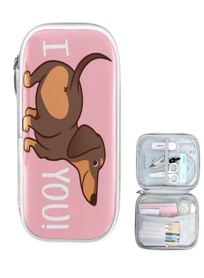 ZZKKO Dachshund Puppy Pencil Bag Case Zipper Pencil Holder Organizer Stationary Pen Bag Cosmetic Makeup Bag Pouch Purse for School Office Supplies - Image 1