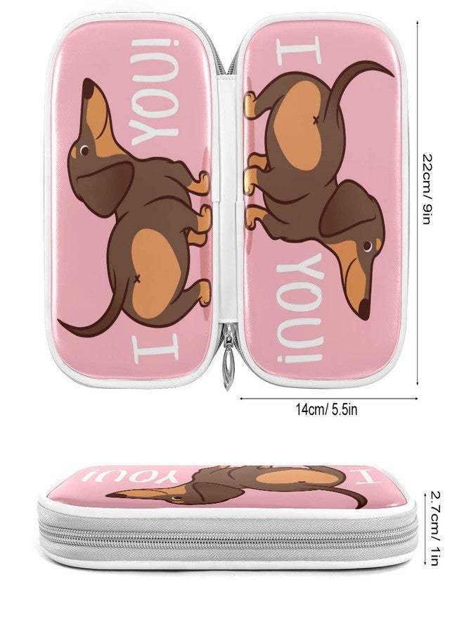 ZZKKO Dachshund Puppy Pencil Bag Case Zipper Pencil Holder Organizer Stationary Pen Bag Cosmetic Makeup Bag Pouch Purse for School Office Supplies - Image 2