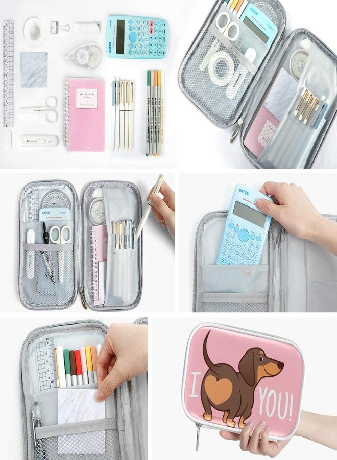 ZZKKO Dachshund Puppy Pencil Bag Case Zipper Pencil Holder Organizer Stationary Pen Bag Cosmetic Makeup Bag Pouch Purse for School Office Supplies - Image 3