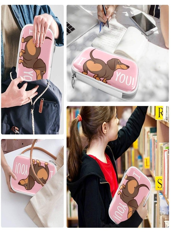 ZZKKO Dachshund Puppy Pencil Bag Case Zipper Pencil Holder Organizer Stationary Pen Bag Cosmetic Makeup Bag Pouch Purse for School Office Supplies - Image 4