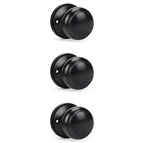 KNOBWELL 3 Pack Black Closet Door Knobs - Individual Dummy Knob Single Side, Matte Black Interior, Easy Installation - Image 1
