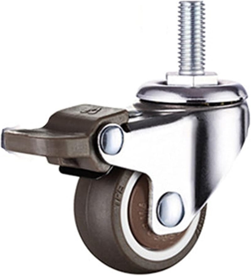 1 Inch Furniture Caster Wheels With Brake Rubber Swivel Castor Trolley E Brake - Image 1