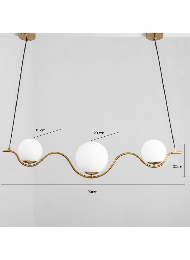 UCANDLE 3pcs gold modern chandelier with three circular bulbs  - Image 5