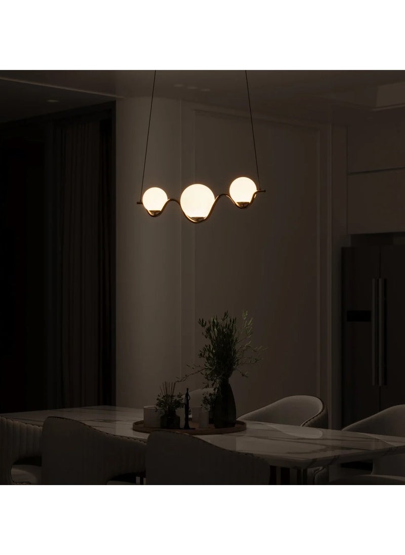 UCANDLE 3pcs gold modern chandelier with three circular bulbs  - Image 4