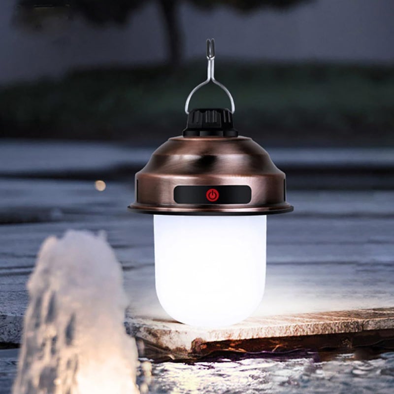 STOBAZA Rechargeable Led Camping Lantern Retro Copper Portable Tent Light for Hiking BBQ - Image 3