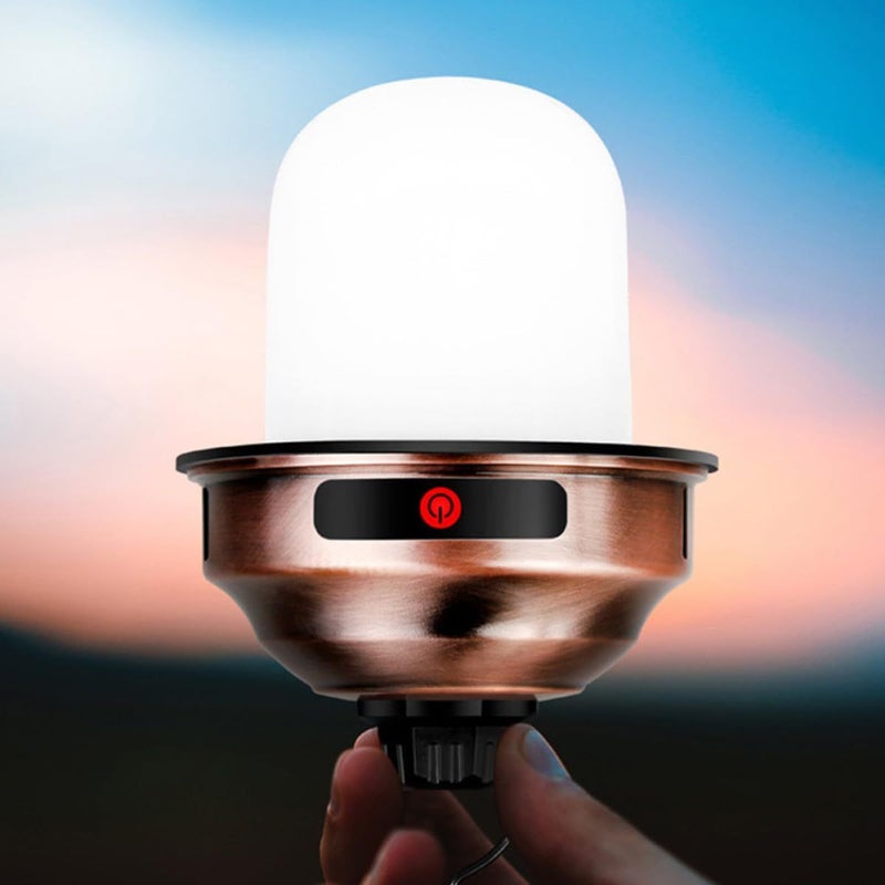 STOBAZA Rechargeable Led Camping Lantern Retro Copper Portable Tent Light for Hiking BBQ - Image 4